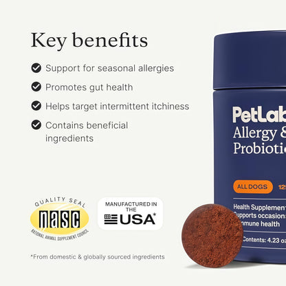 PetLab Co. Allergy & Immune Probiotics for Dogs, Support Seasonal Allergies, Gut & Digestive Health
